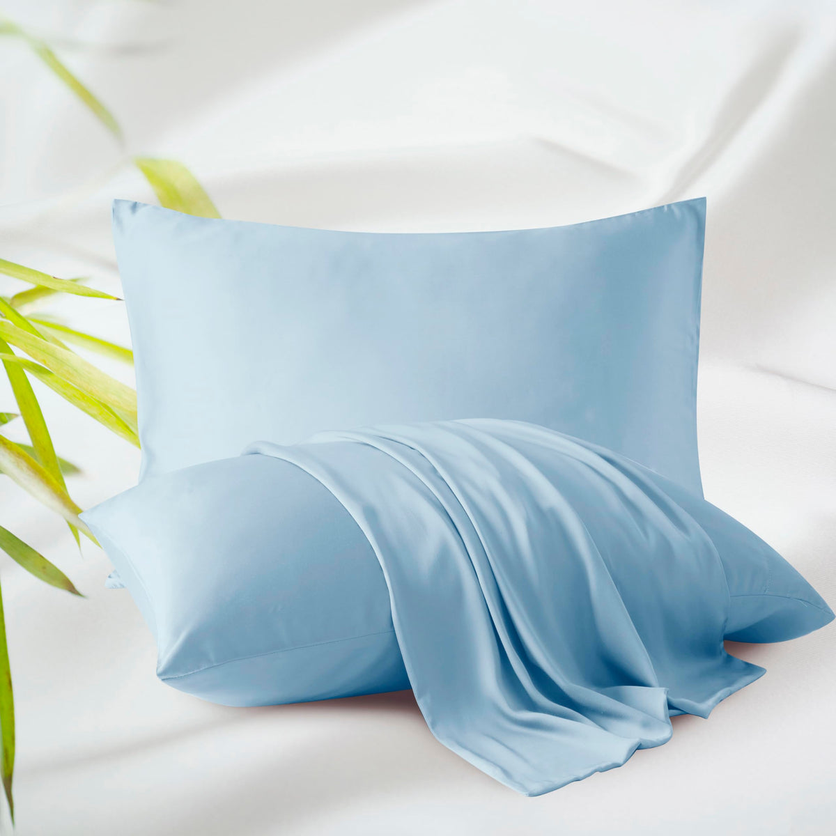King Size Bamboo Viscose Zippered Pillowcases, 2 Pack, Navy Blue