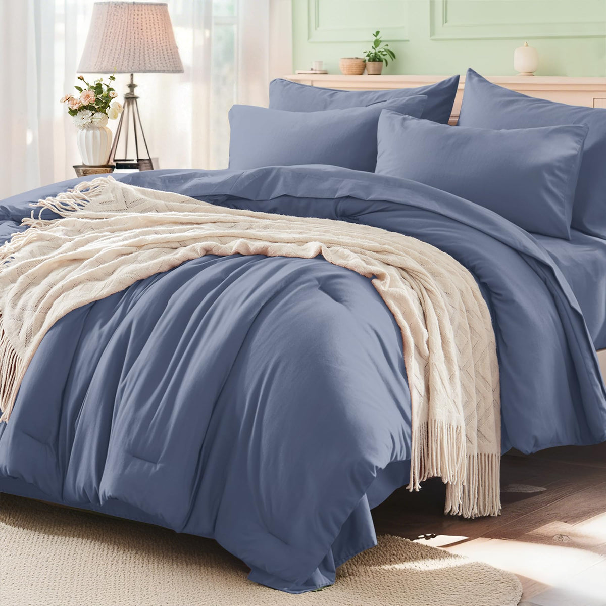 Anluoer Full Size Comforter Sets, 7 Piece Bed in a Bag Full Bedding Sets