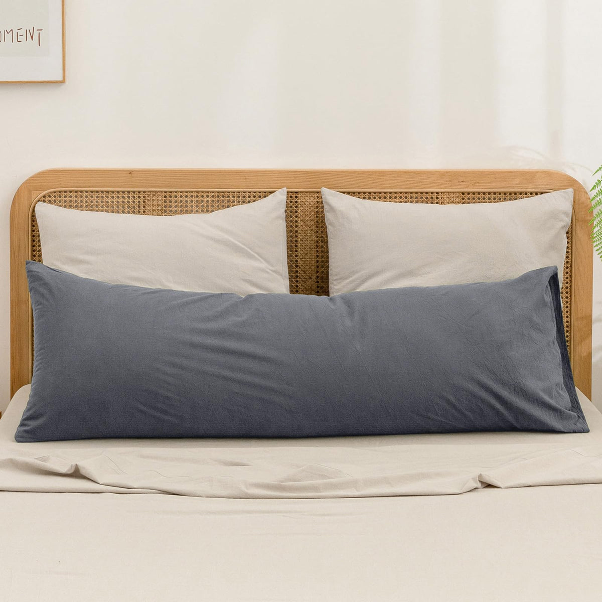 BESTOUCH Washed Cotton Pillowcases Linen Feel Olive Green Body