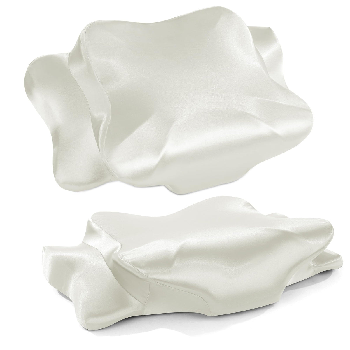 HOMBYS 2 Pack Satin Cervical Pillowcases (Only Pillowcase), Silky Butterfly-Shaped Contour Pillow Cover Cervical Neck Pillow Case with Zipper for Side Back Stomach Sleepers (Navy Blue, Queen Size)
