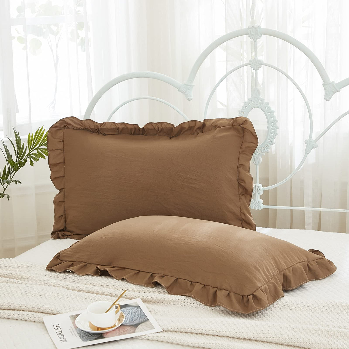 Boho White Body Pillowcase 20x54in - Ruffled Fringe Decor Sham