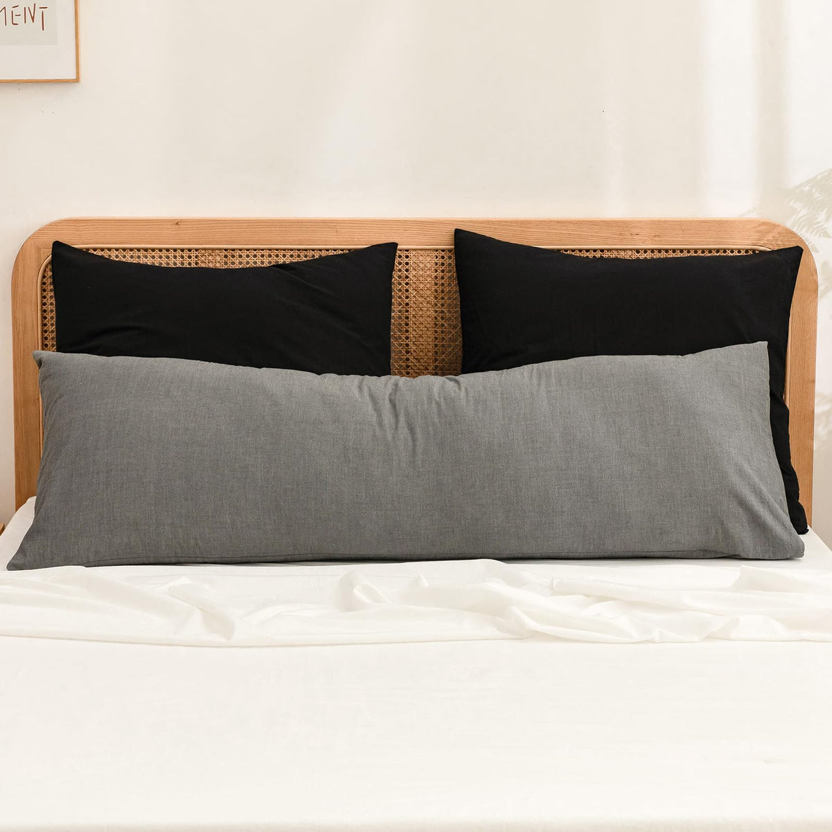 BESTOUCH Washed Cotton Pillowcases Linen Feel Olive Green Body
