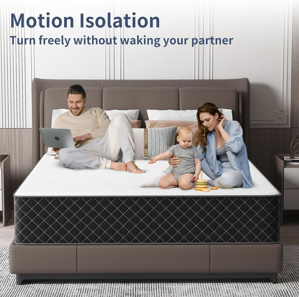 Queen Mattress, 10 Inch Hybrid Mattress with Breathable Foam and Pocket Springs, Medium Firm Memory Foam Mattress for Back Pain Relief, Mattress in a Box, 60×80×10 Inch
