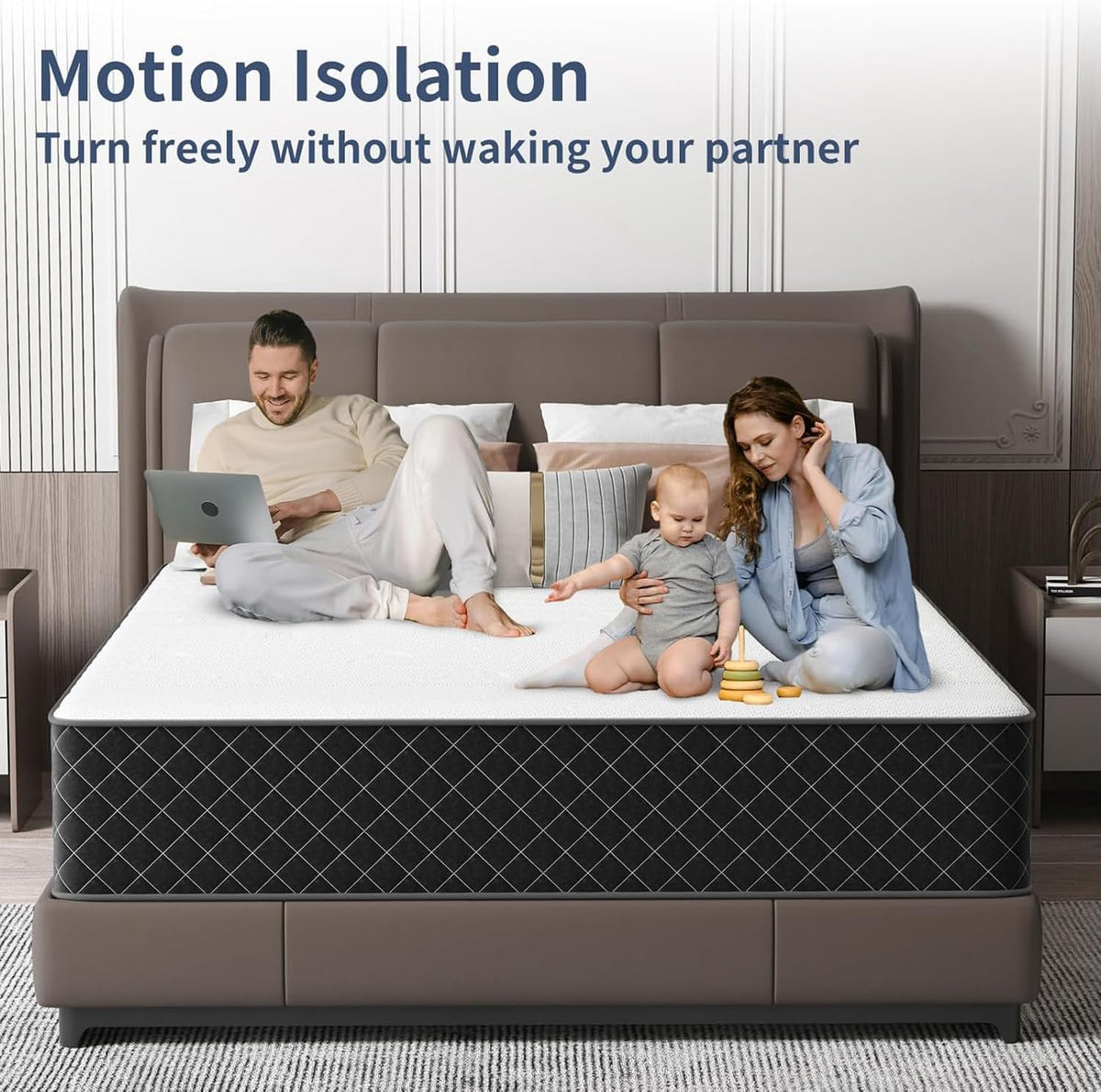 Queen Mattress, 10 Inch Hybrid Mattress with Breathable Foam and Pocket Springs, Medium Firm Memory Foam Mattress for Back Pain Relief, Mattress in a Box, 60×80×10 Inch