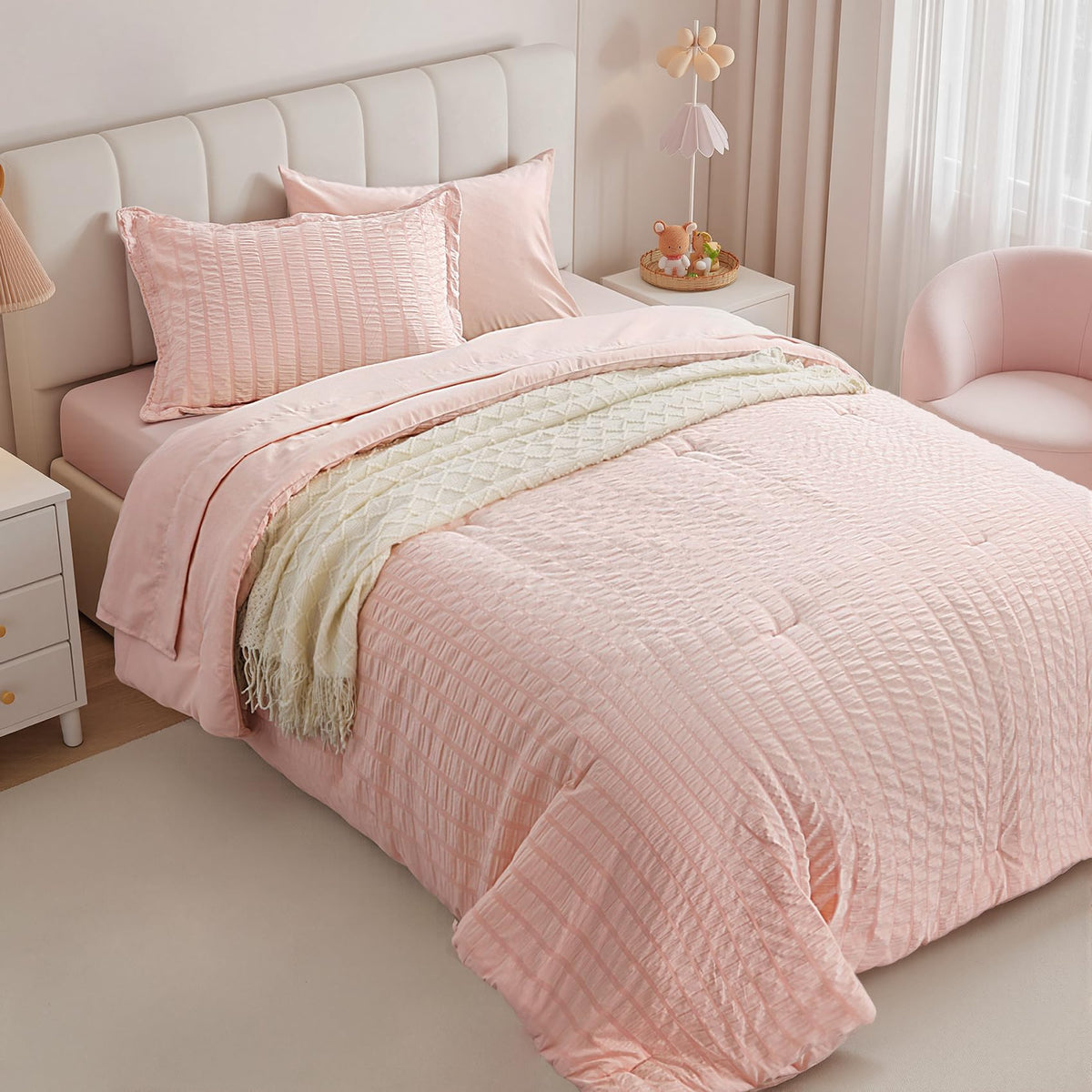 Zzlpp Queen Comforter Set 7 Piece, Green Bed in a Bag Queen Bedding Sets