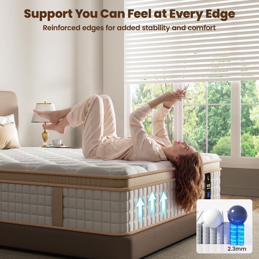 Queen Mattress 12 Inch, Cooling Queen Hybrid Mattress in a Box, Medium Firm