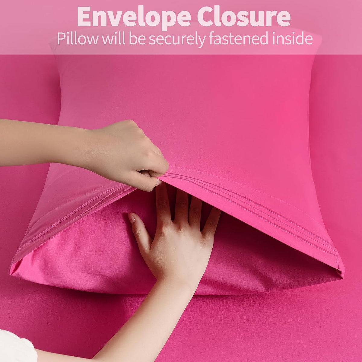 Horbaunal Microfiber Pillowcases Standard Size, Hot Pink, 2 Pack