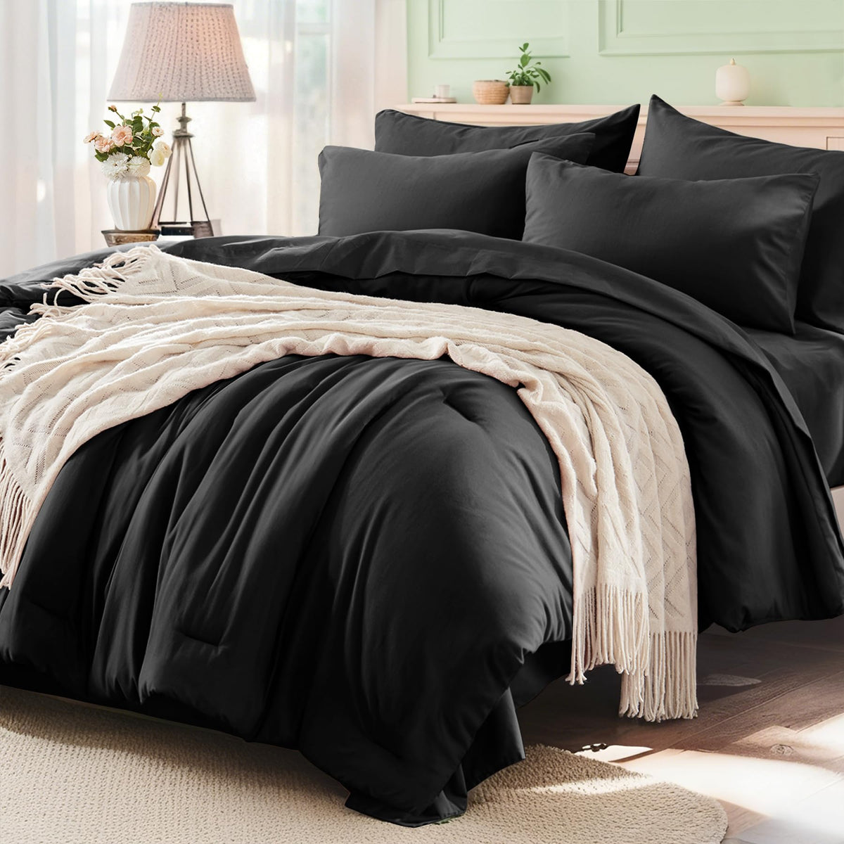 Anluoer Full Size Comforter Sets, 7 Piece Bed in a Bag Full Bedding Sets