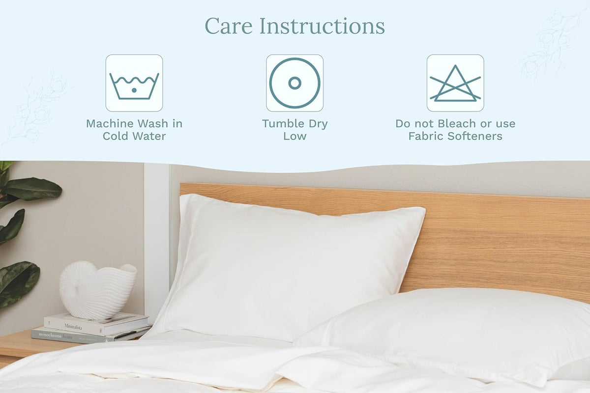Organic Cotton White King Pillowcases - 2 Pack, 100% GOTS Certified Organic Cotton, Cooling, Soft, Hypoallergenic, Luxurious, and All-Natural Crisp Pillowcases (White, King Size - Set of 2)