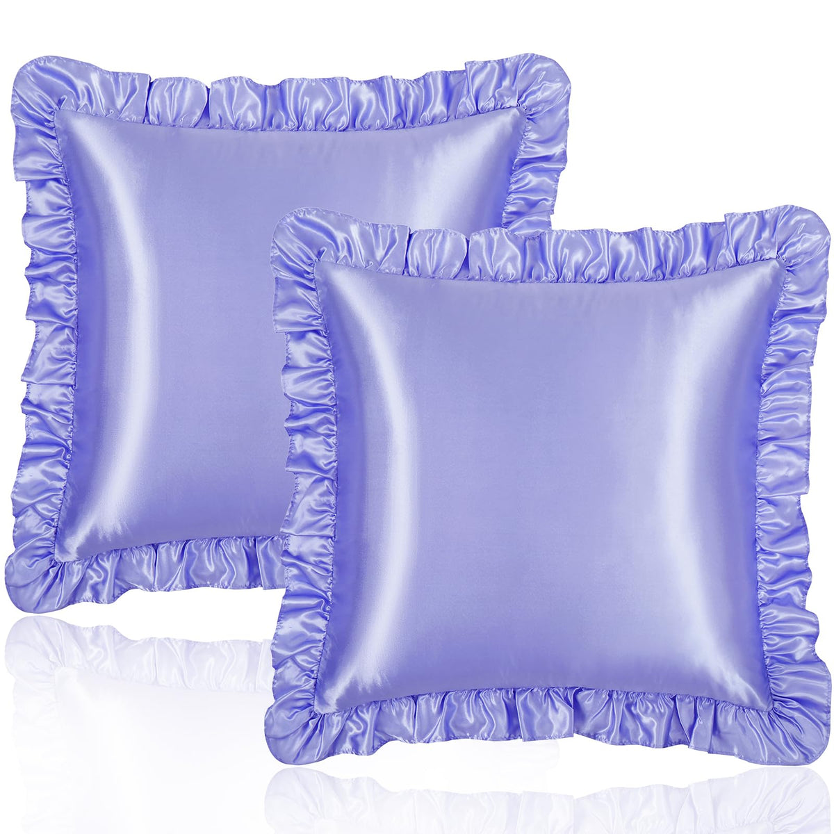 Homiest Blush Pink Ruffle Satin Pillowcase Set of 2, Standard
