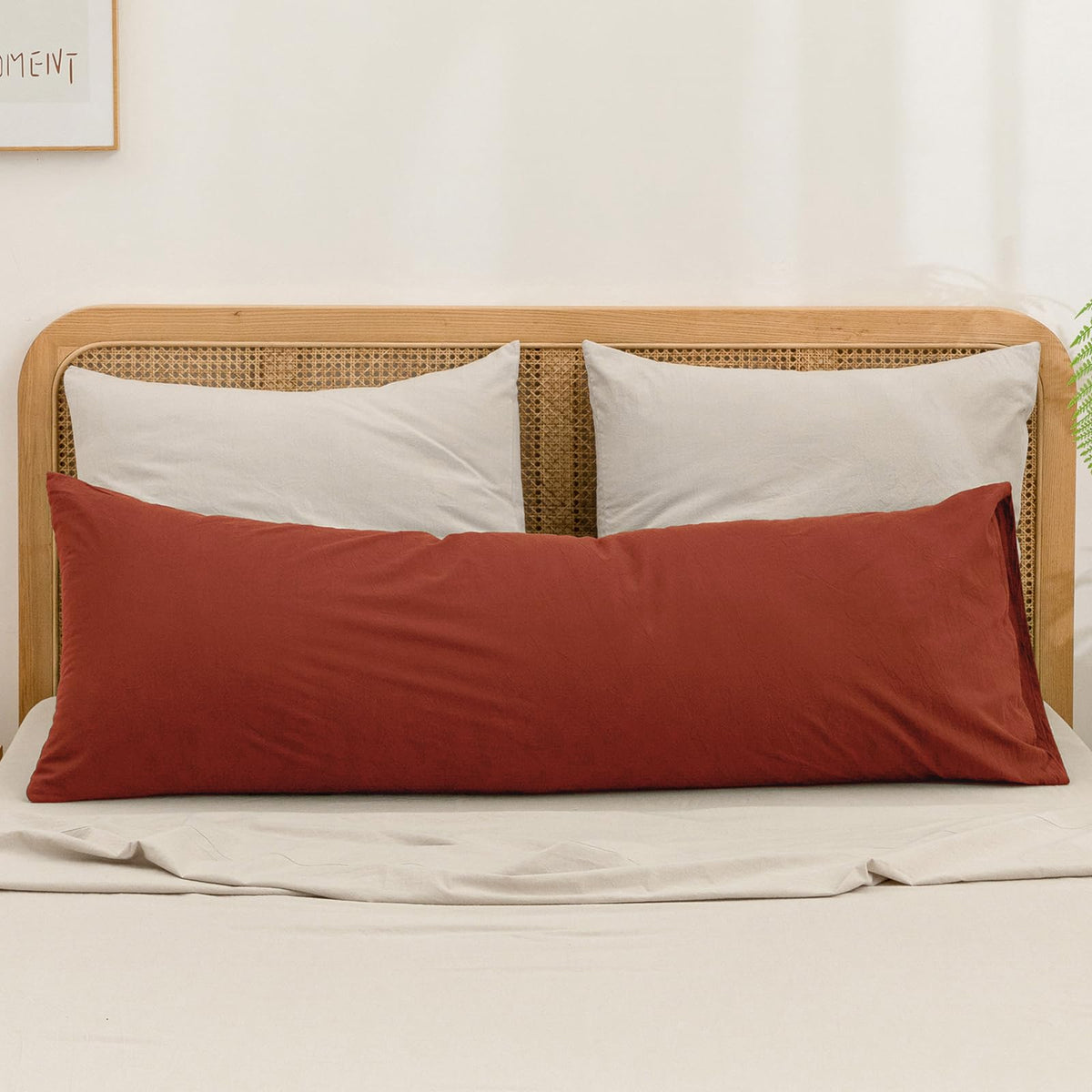 BESTOUCH Washed Cotton Pillowcases Linen Feel Olive Green Body