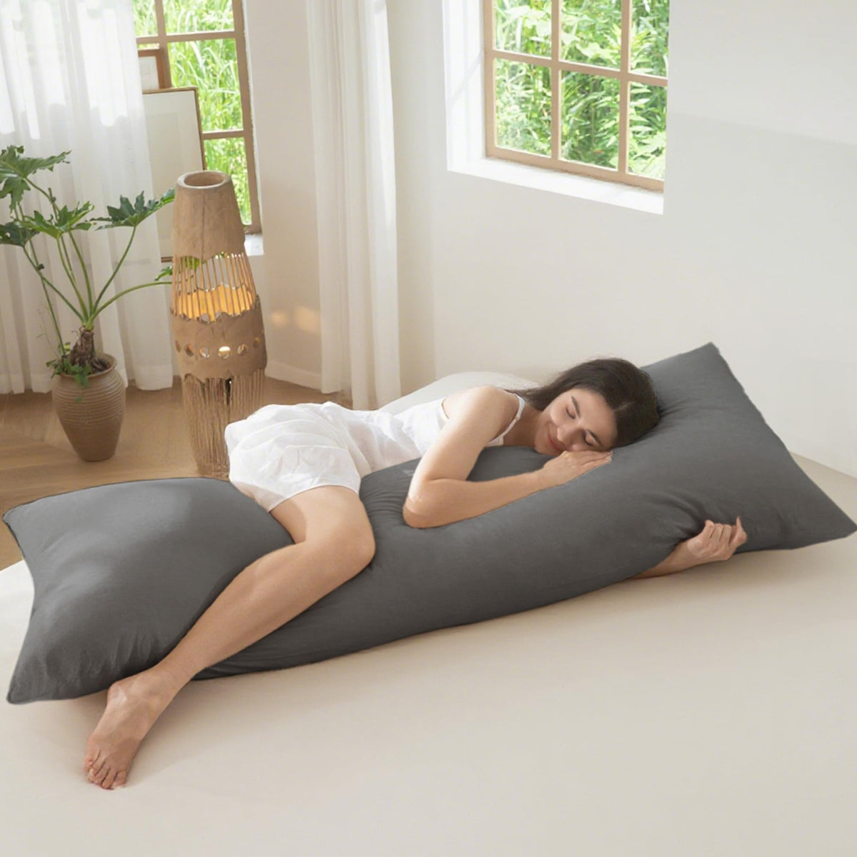 MOOMEE Pillowcase Set of 2 100% Washed Cotton Linen-Like King