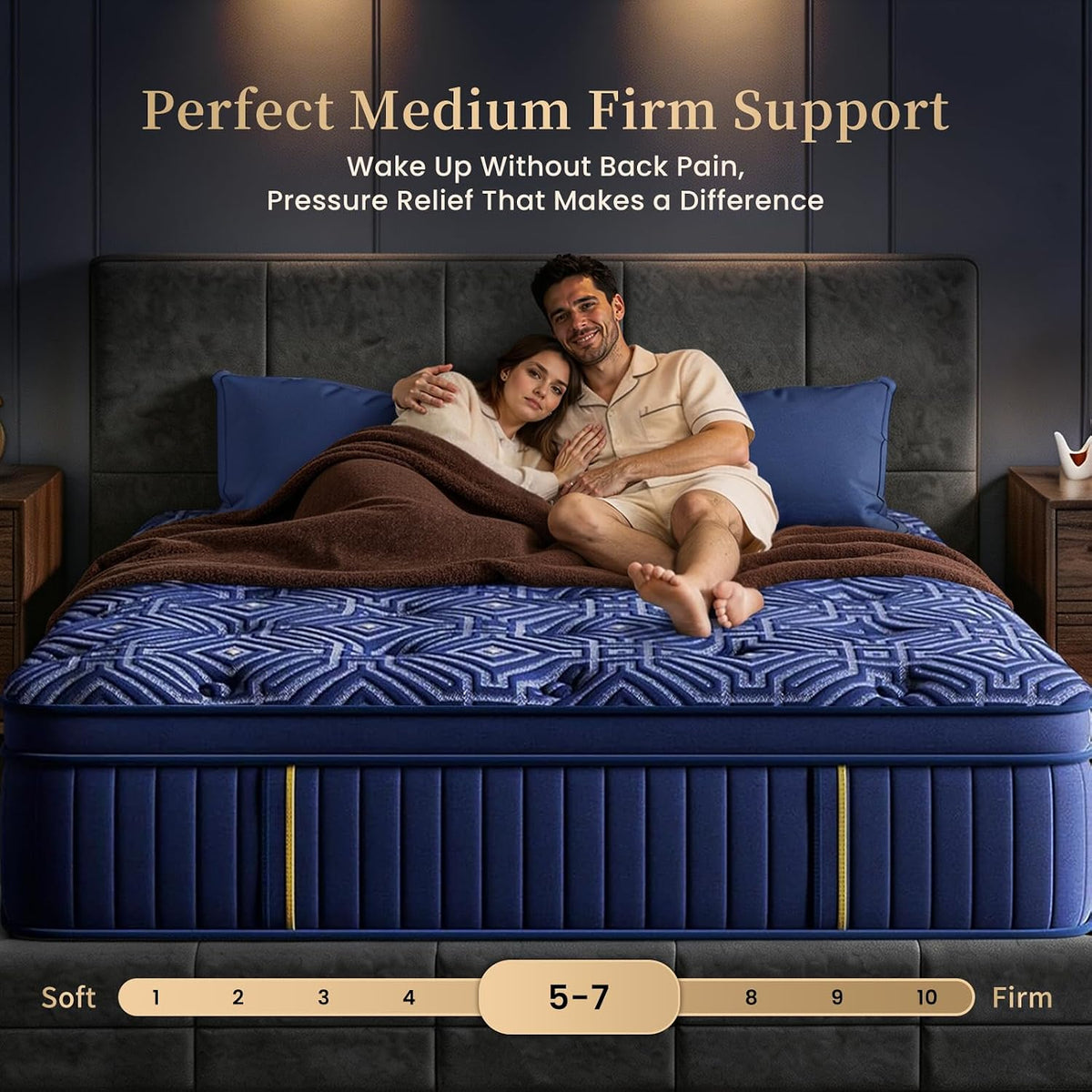 King Size Mattress, 12 Inch Gel Memory Foam Hybrid Mattress in a Box, Medium Firm, Fiberglass Free, Pocket Springs, Motion Isolation with Pressure Relief, CertiPUR-US Certified,365 Night Trial