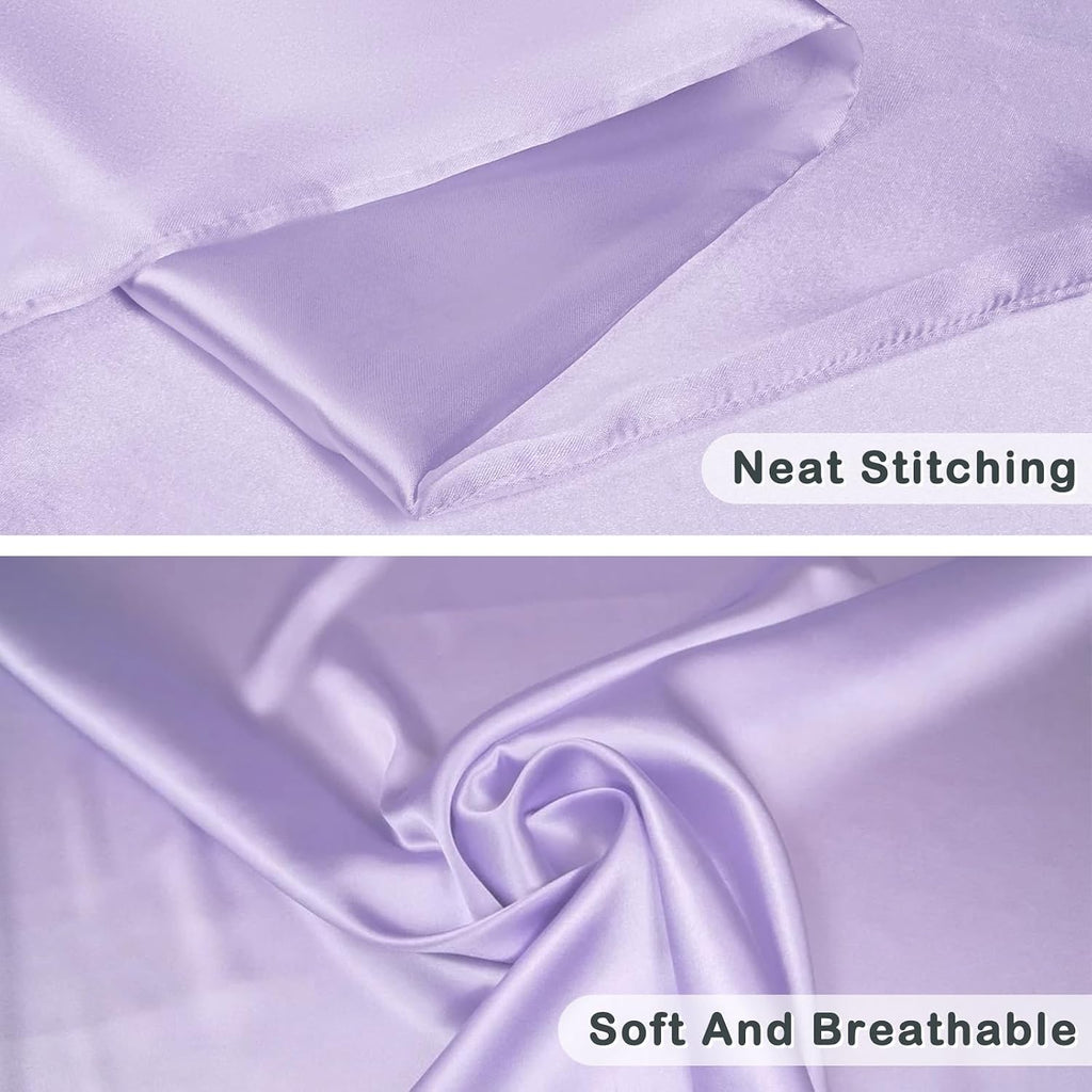 Lavender Purple Silk Satin Pillowcase Set of 2, Soft Satin Pillowcases for Women's Hair, Envelope Closure (20x26 Inches)