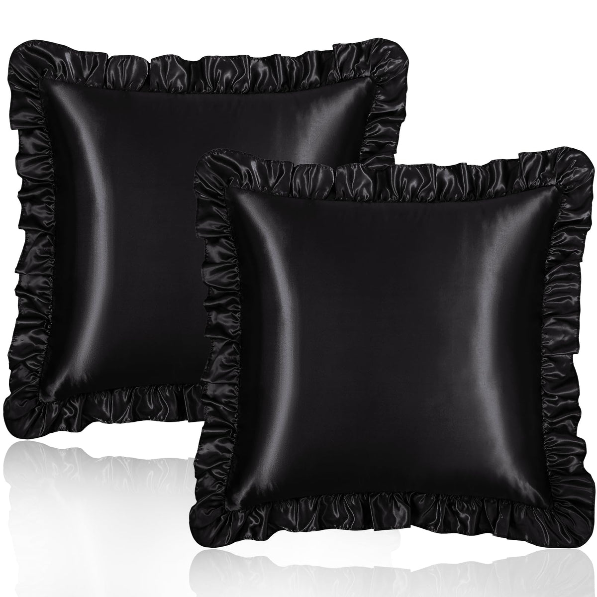 Homiest Blush Pink Ruffle Satin Pillowcase Set of 2, Standard