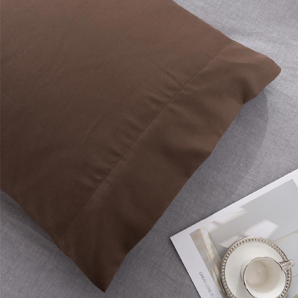 Microfiber Queen Bed Pillowcases 2 Pack, Super Soft Bed Pillow Covers Envelope Closure, Wrinkle, Fade and Stain Resistant, 20x30, Coffee
