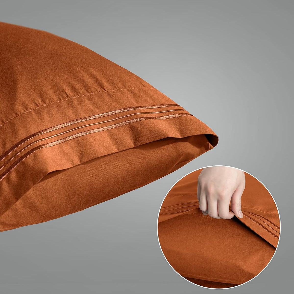 Aormenzy Microfiber Pillow Cases, Standard Size, Burnt Orange, Set of 2