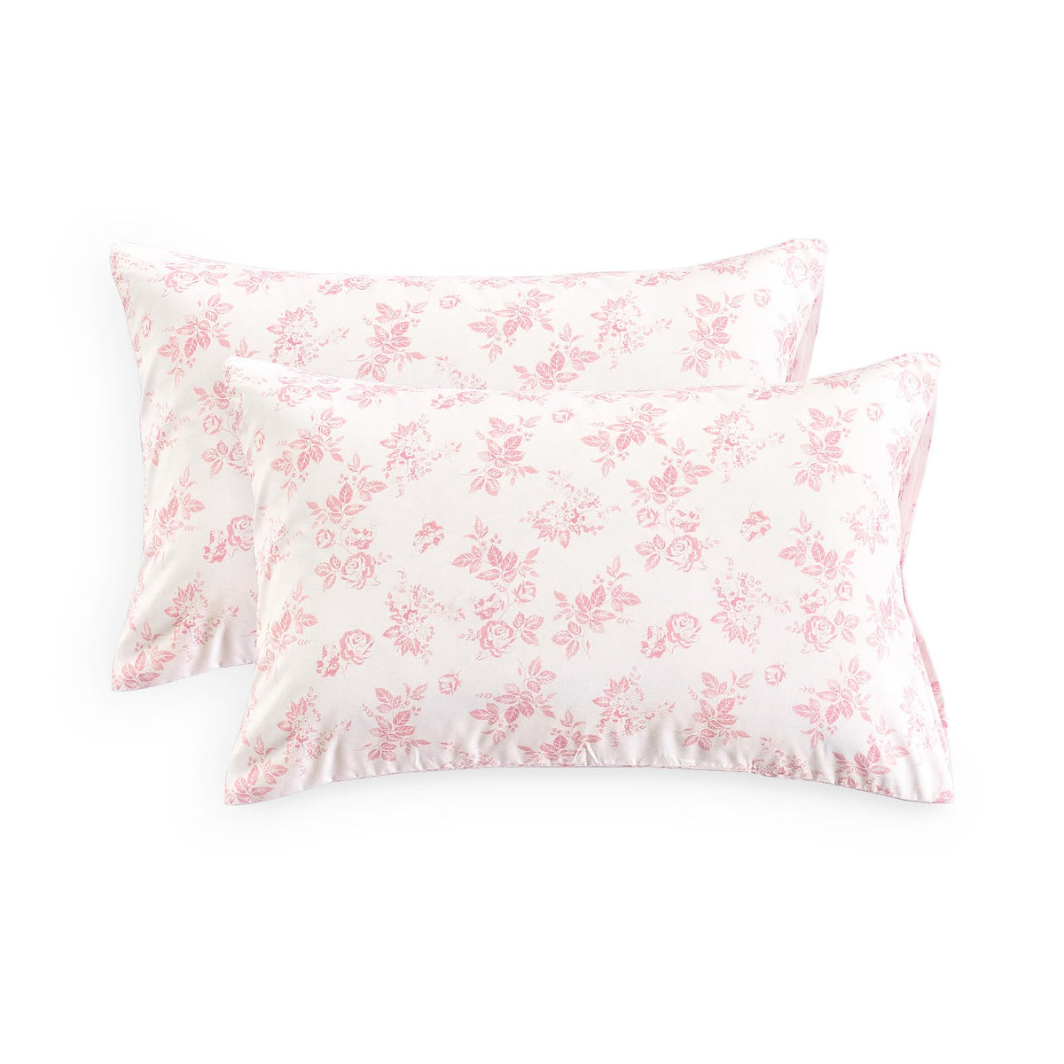 Wake In Cloud - Cottagecore Pillow Cases, Floral Shabby Chic Vintage Flower Shabby Chic Coquette Aesthetic, Set of 2 Soft Pillowcases Pillow Shams Covers, Light Blue, Standard Size 20x26 Inches