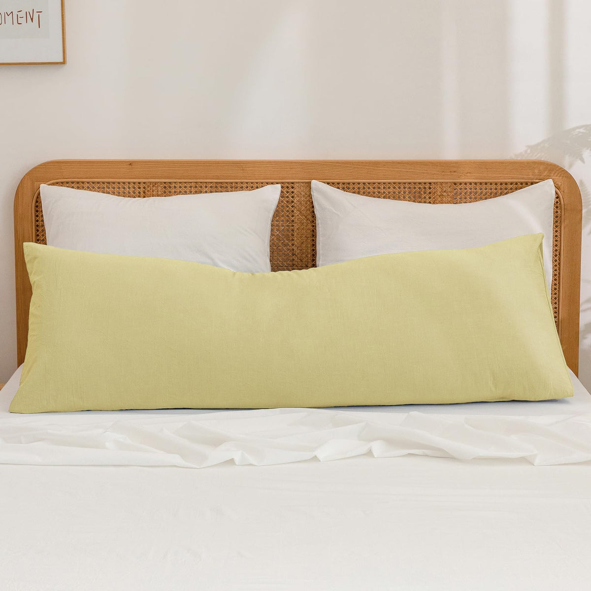 BESTOUCH Washed Cotton Pillowcases Linen Feel Olive Green Body
