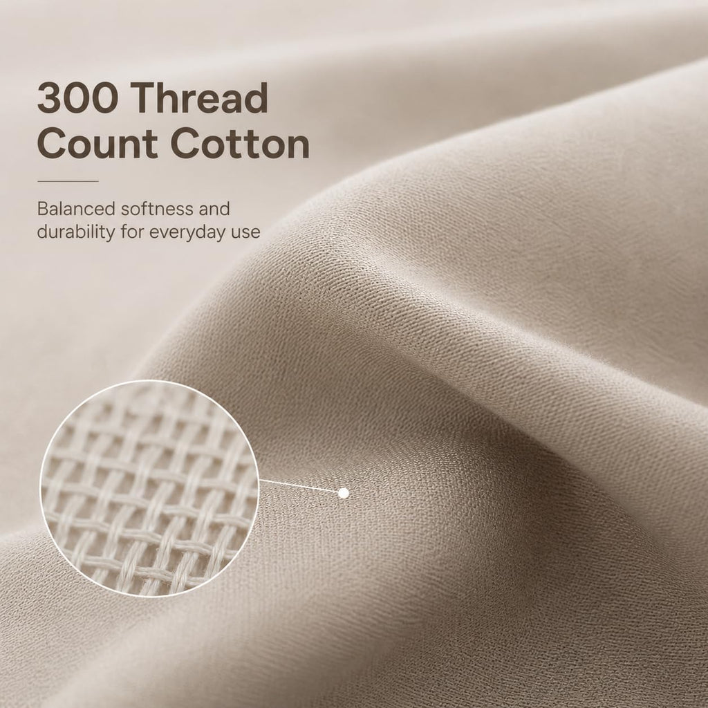 EVOLIVE 100% Cotton Body Pillow Cover 21"x54", 300TC, Hidden Zipper (Taupe)