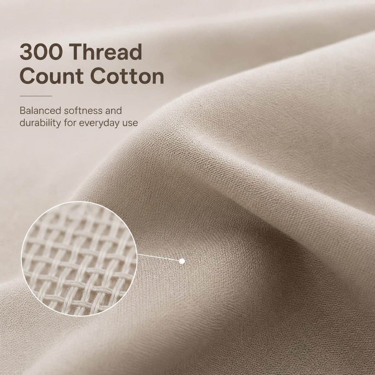 EVOLIVE 100% Cotton Body Pillow Cover 21"x54", 300TC, Hidden Zipper (Taupe)