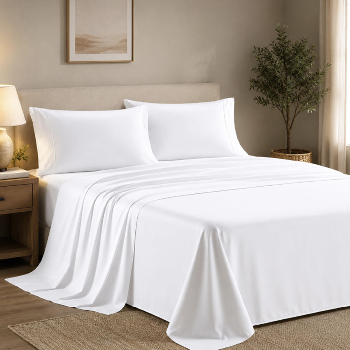 Queen Pillow Cases Set of 2, 400 Thread Count, White
