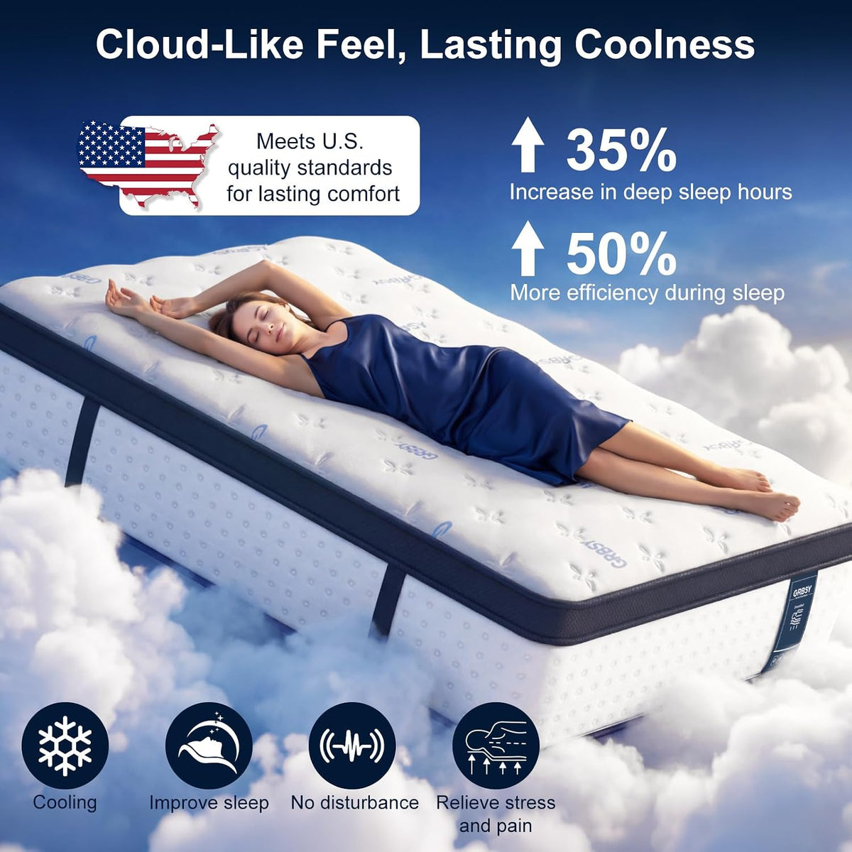 14 Inch Queen Mattress, Upgraded 7-Zone Support Hybrid Queen Size Mattress In A Box with Cooling Gel Memory Foam & Pocket Coils for Back Pain Relief, 365-Night Trial, 10 Years Warranty, Medium Firm