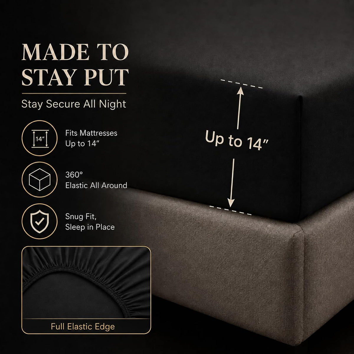CozyLux Queen Comforter Set Black, 7 Pieces Pintuck Bed in a Bag