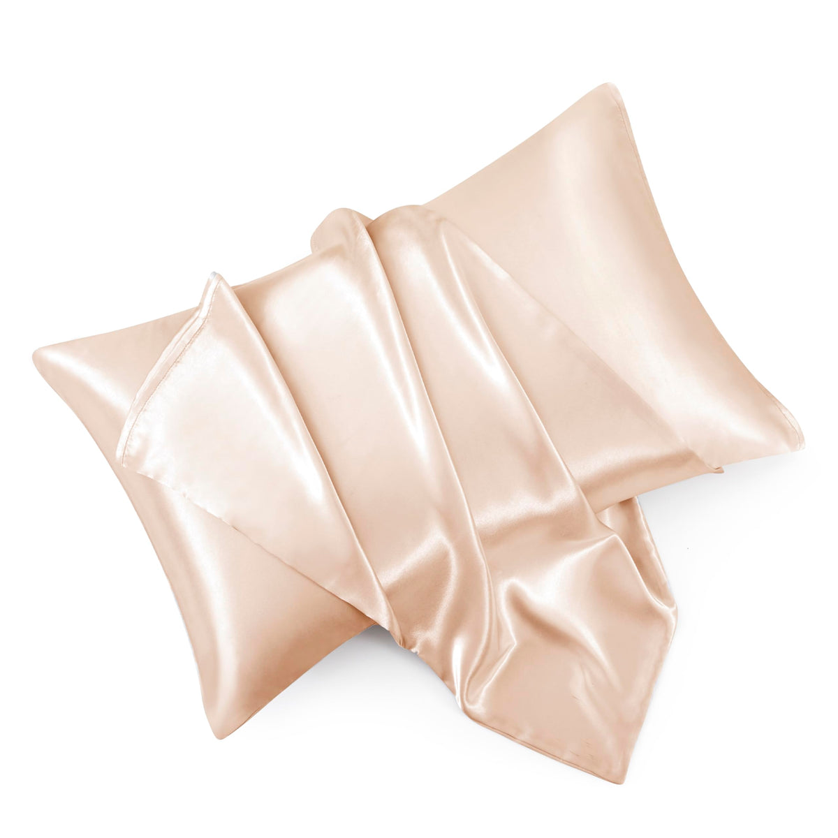 Blush Pink Satin Pillowcase Standard Set of 2 with Envelope Closure，Blush Pink Silk Pillowcase for Hair and Skin (20x26)