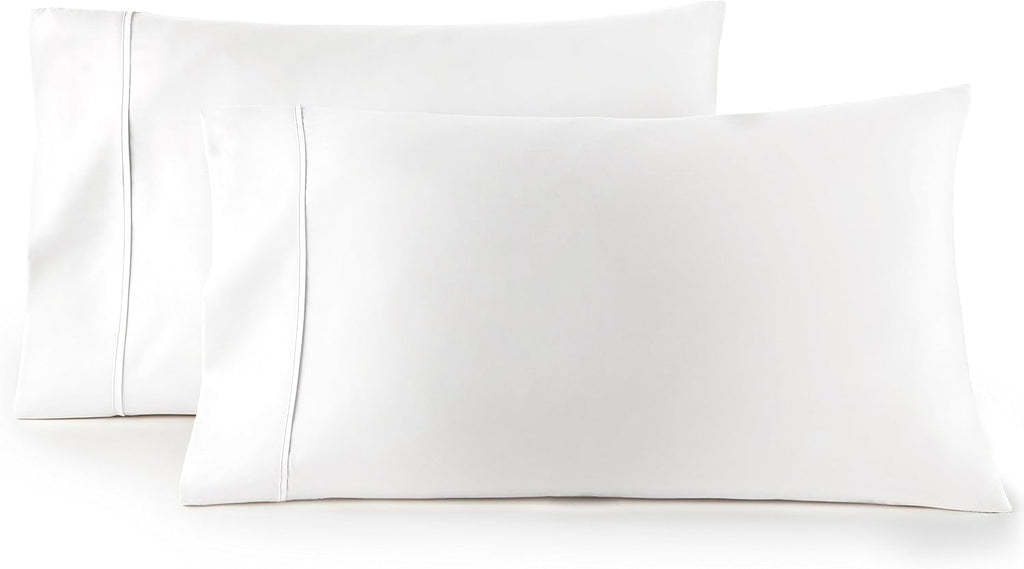 HC Collection King Pillow Cases Set of 2- Microfiber, Extra Soft Pillowcases - Easy Care & Machine Washable - White