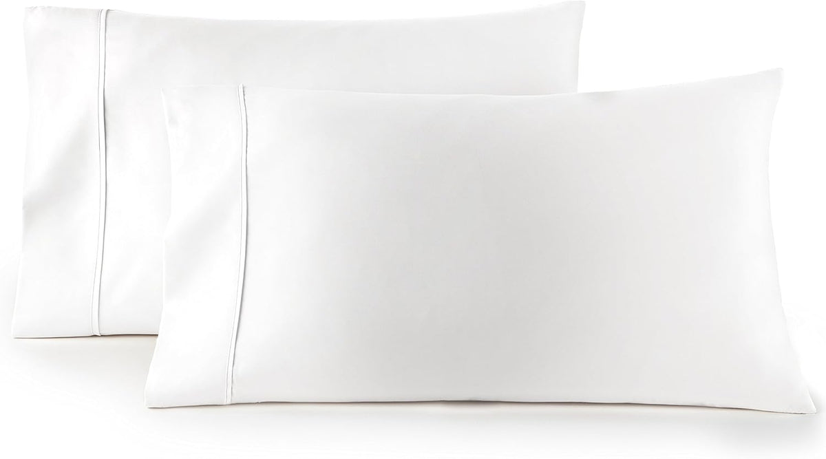 HC Collection King Pillow Cases Set of 2- Microfiber, Extra Soft Pillowcases - Easy Care & Machine Washable - White