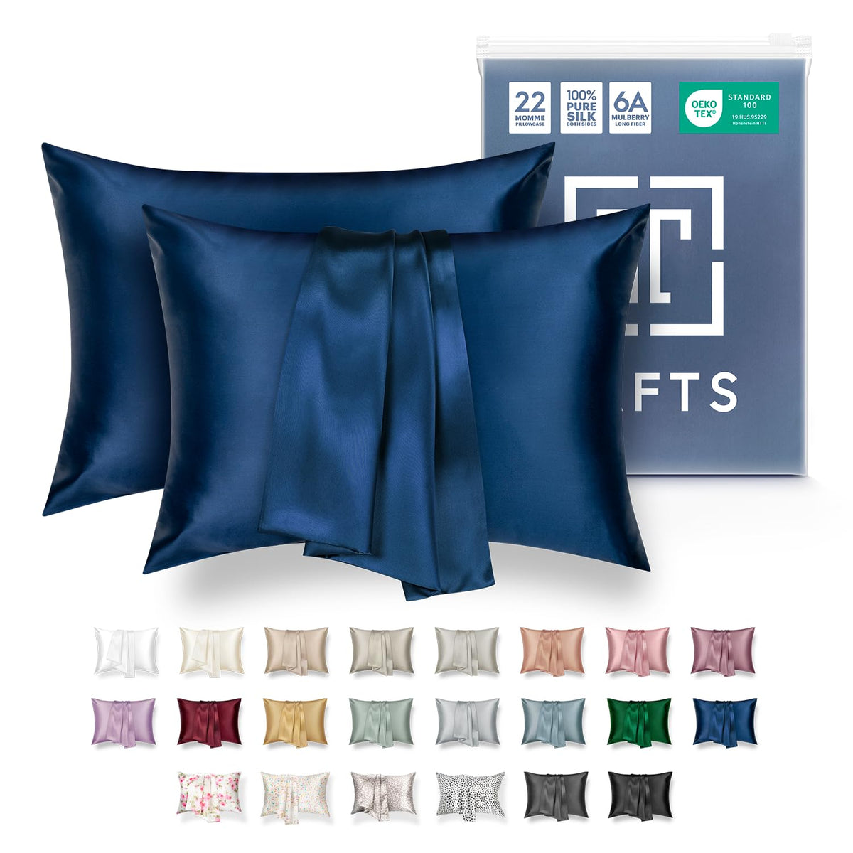 Tafts Pillow Cases - 22mm 100% Pure Mulberry 6A Silk Pillowcase for Hair & Skin with Zipper Closure, Cooling, Natural, Organic, Double Sided Silk Pillow Case (Ivory White, Queen 20x30 1pc)