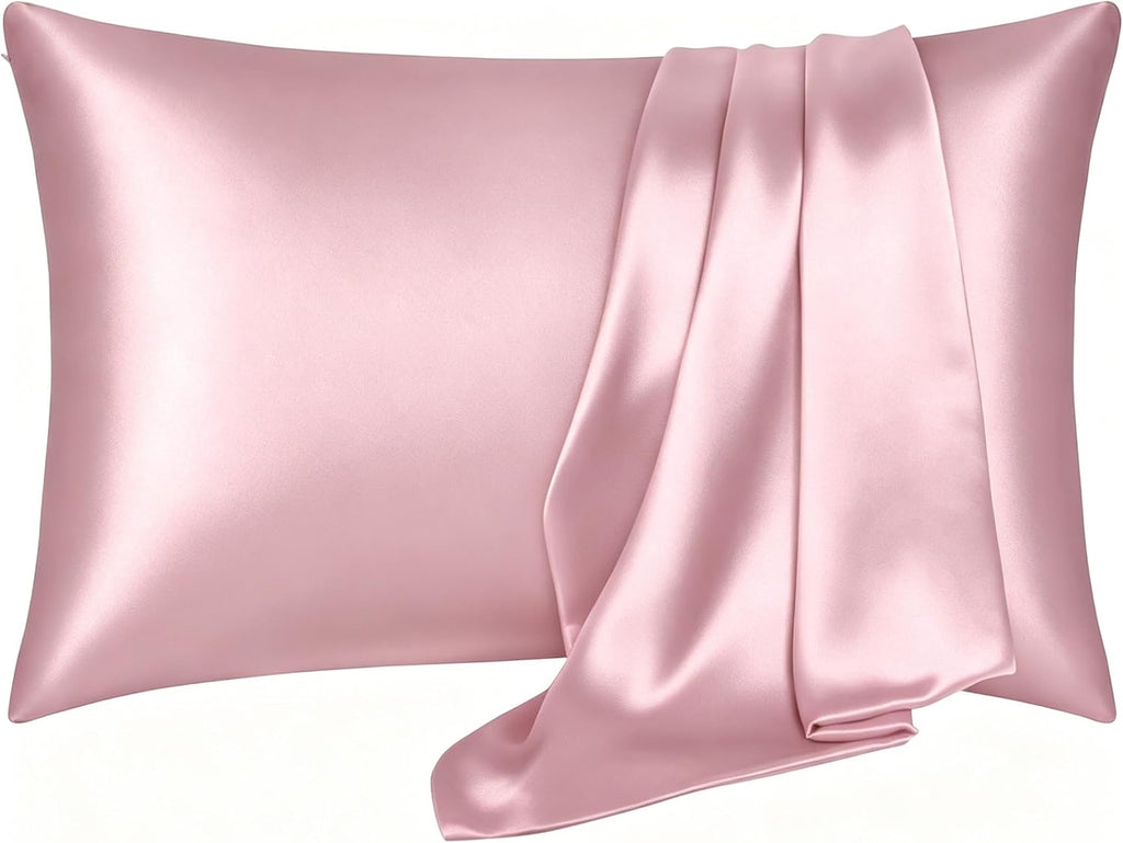 Satin Pillowcase for Hair and Skin, Super Soft and Cooling Similar to Silk Pillow Cases, (20x26 Inches) Smooth Pillow Cover with Envelope Closure, Cooling Pillow Case for Bedding, Pink, 1-Piece