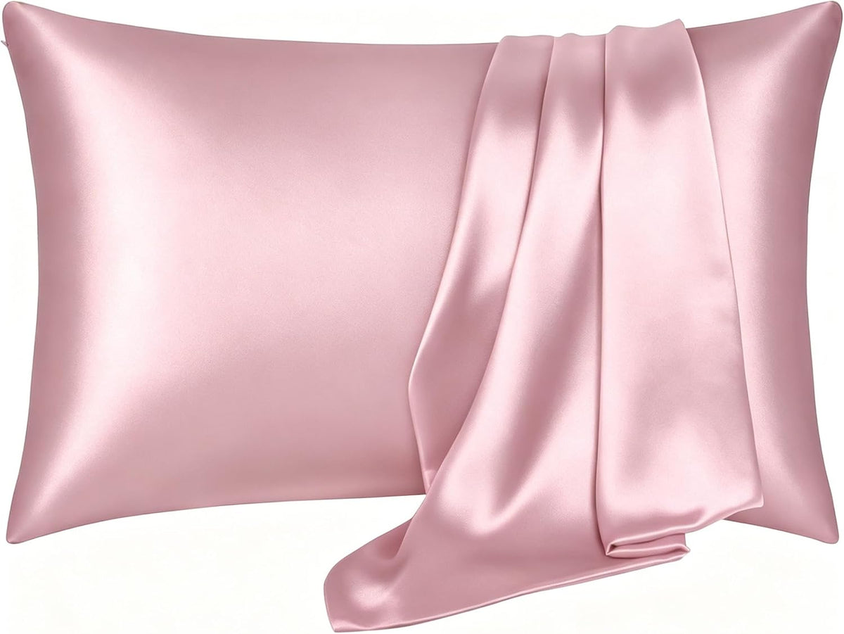 Satin Pillowcase for Hair and Skin, Super Soft and Cooling Similar to Silk Pillow Cases, (20x26 Inches) Smooth Pillow Cover with Envelope Closure, Cooling Pillow Case for Bedding, Pink, 1-Piece