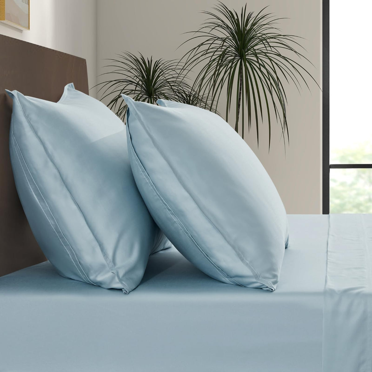 Luxury Bamboo Market | King Envelope Pillowcase Set | 100% Viscose Made from Bamboo | Organically Grown | Ultra Soft | Cooling | 2pcs [Classic White]