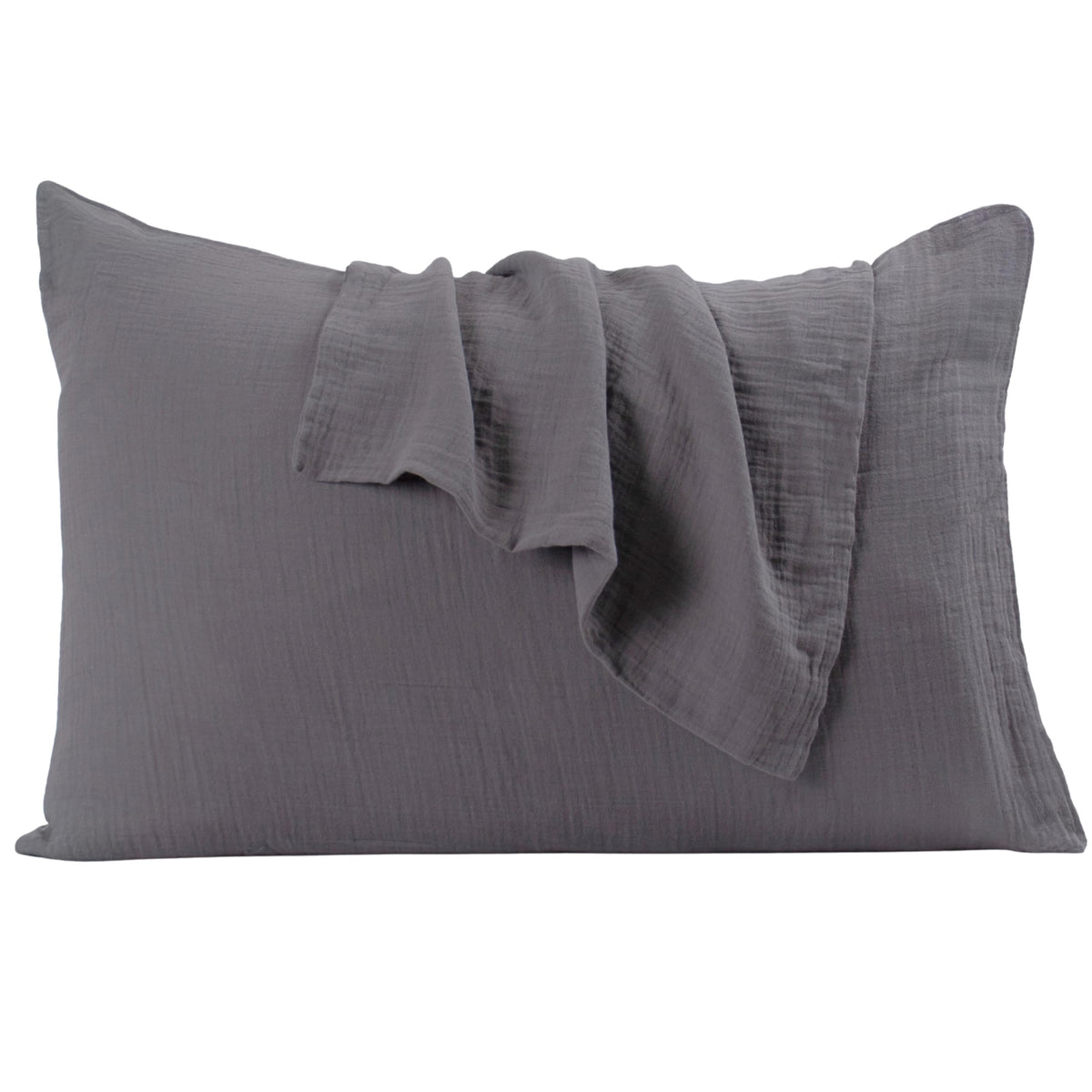 PÜSKÜL 2-Piece Natural 100% Turkish Cotton Muslin Pillowcase, Standard Size