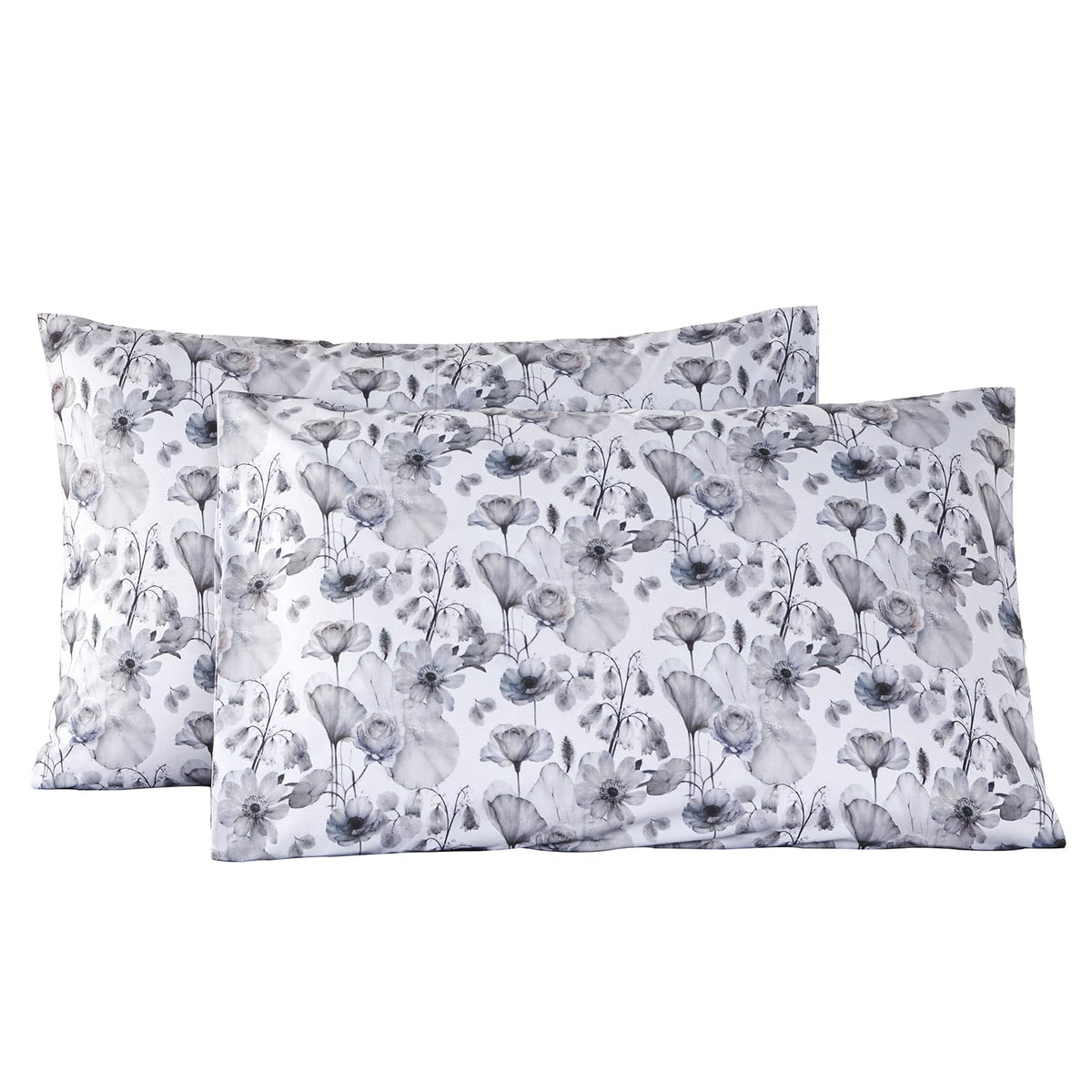 URBONUR 100% Cotton Pillowcases Set of 2 Standard Size Floral Printed Butterfly Pillow Cases Soft Breathable Cooling Pillowcase Decorative Pillow Cover (Standard, 20x26 Inches, Green Flowers)