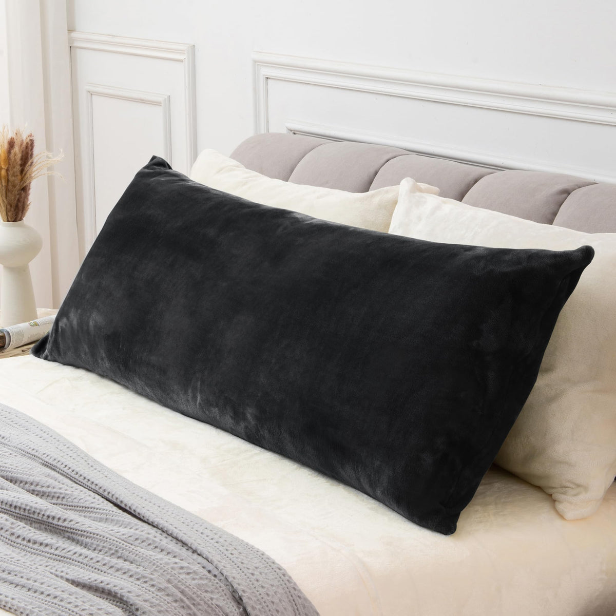 BEDELITE Body Pillow Cover with Zipper, Gray, 20x54 Inch, 1 Pack