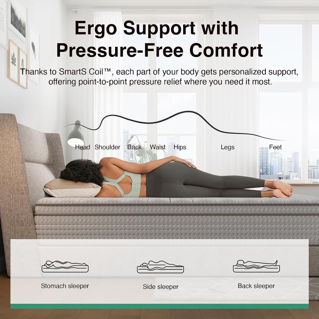 Novilla 14 Inch California King Mattress, Hypoallergenic & Back Pain Relief, Cal King Mattresses in a Box with Smarts Coils, Fiberglass Free CertiPUR-US Certified Colchones Cal No Box Spring Needed