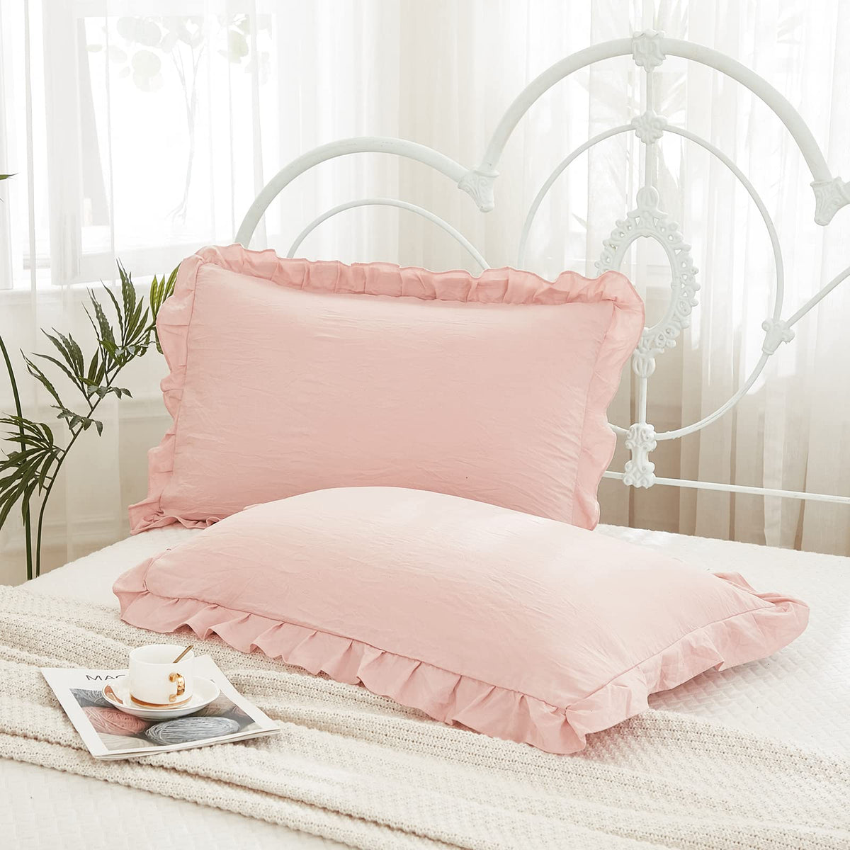 Boho White Body Pillowcase 20x54in - Ruffled Fringe Decor Sham