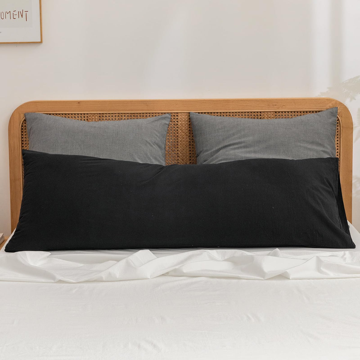 BESTOUCH Washed Cotton Pillowcases Linen Feel Olive Green Body