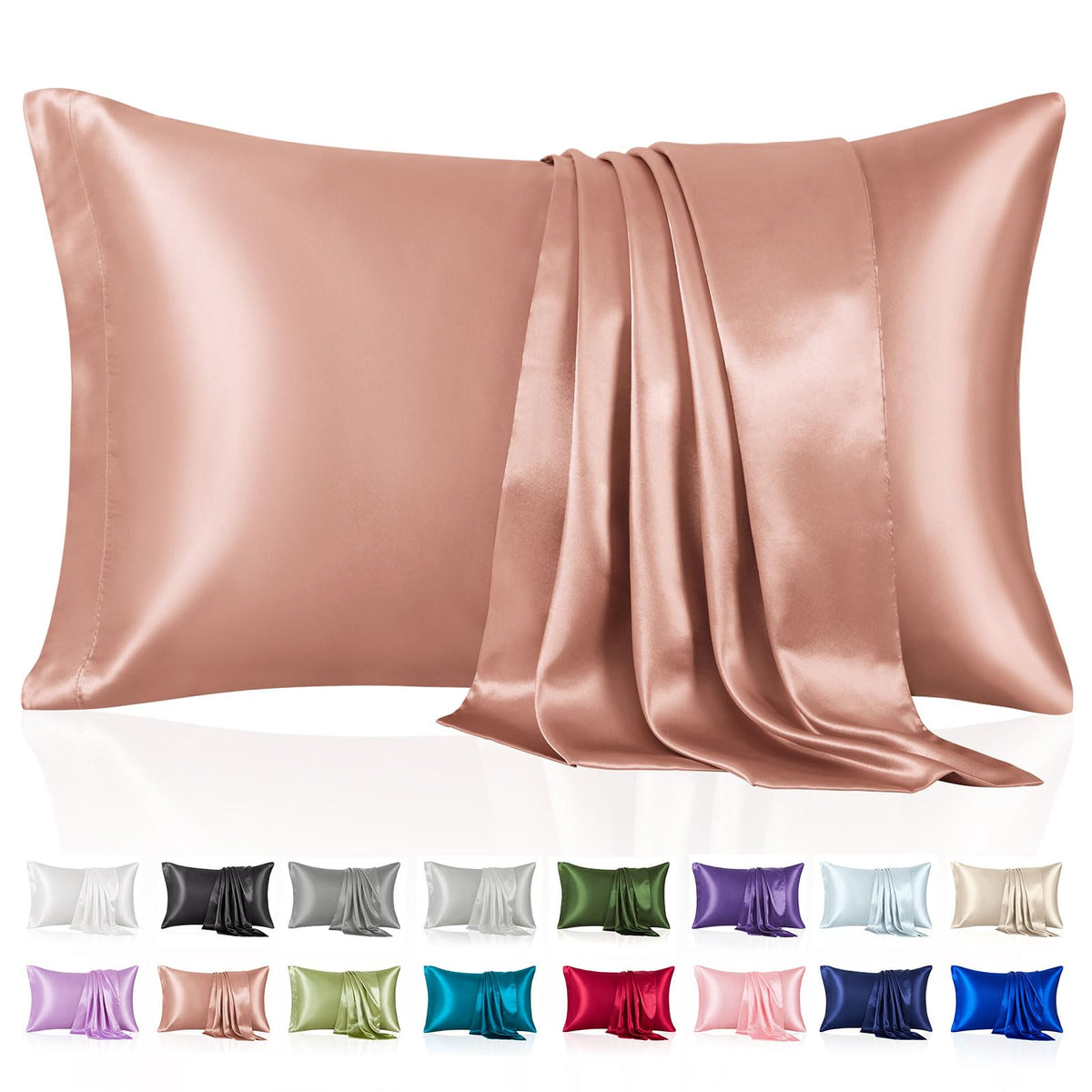 Silk Like Satin Pillowcase Standard Size, Royal Blue, 2 Pack, 20x26 Inches
