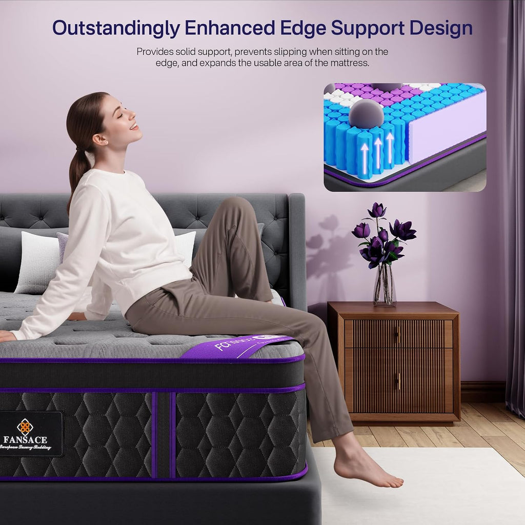 FANSACE (Luxury Hotel) 14 Inch Firm Queen Size Hybrid Mattress in a Box