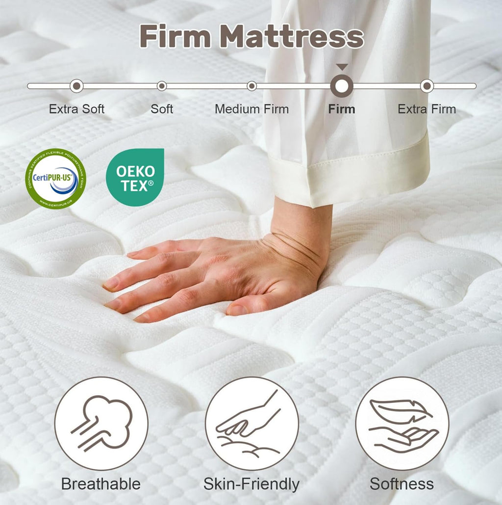 WEUP Full Size Mattress 12 Inch, Firm Hybrid Memory Foam Mattress in a Box with Individual Pocket Springs, Pressure Relief, Motion Isolation, Fiberglass Free, CertiPUR-US Certified 75"x 54"(White)