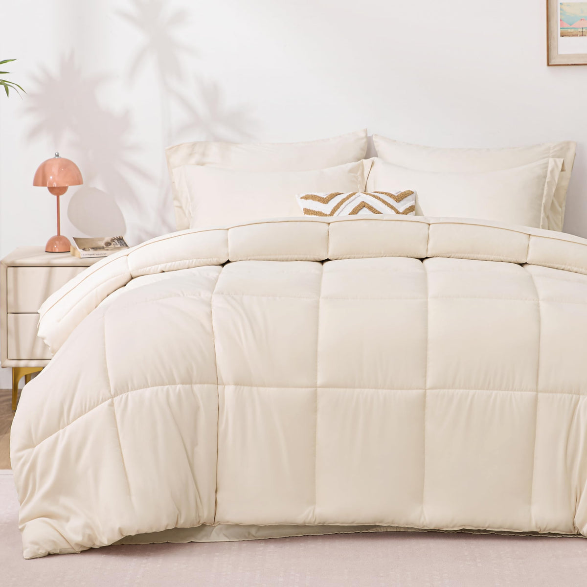 Love's cabin Full Comforter Set Black, 7 Pieces Full Bed in a Bag, All Season Bedding Sets with 1 Comforter, 1 Flat Sheet, 1 Fitted Sheet, 2 Pillowcase and 2 Pillow Sham