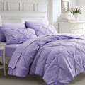 Ubauba 7pc Full Size Comforter Set with Sheets, Pinched Pleat 7 Piece Bed in a Bag Blush Bed Set with Comforter, Pintuck All Season Bedding Sets (Pink,Full)