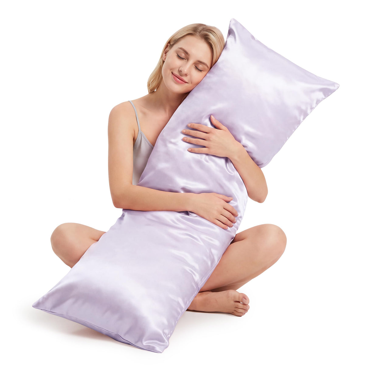 Satin Pillowcases 2 Pack, Standard Size 20"X 26", Champagne White