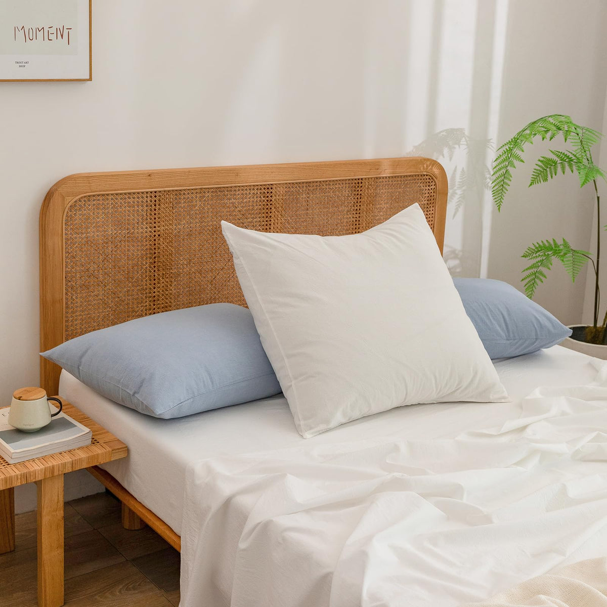 BESTOUCH Washed Cotton Pillowcases Linen Feel Olive Green Body
