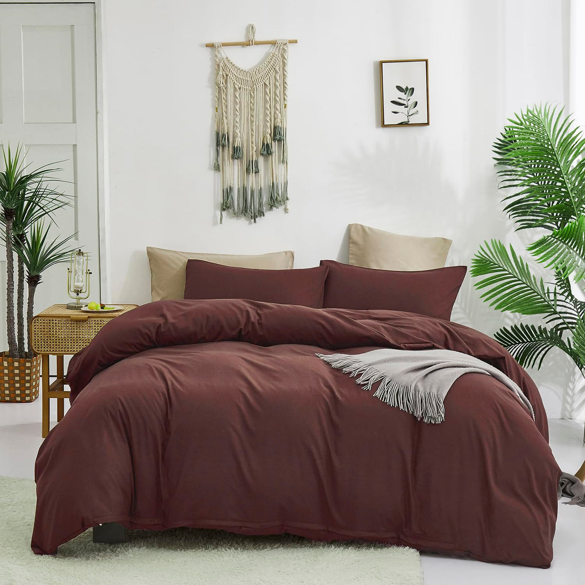KAREVER Pumpkin Comforter Queen Pumpkin Color Bedding Set 3 Pieces Cinnamon Comforter Sets 1 Queen Comforter (90x90 inches) with 2 Pillowcases (20x26 inches)