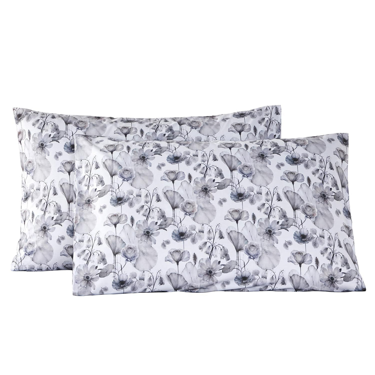 URBONUR 100% Cotton Pillowcases Set of 2 Standard Size Floral Printed Butterfly Pillow Cases Soft Breathable Cooling Pillowcase Decorative Pillow Cover (Standard, 20x26 Inches, Green Flowers)